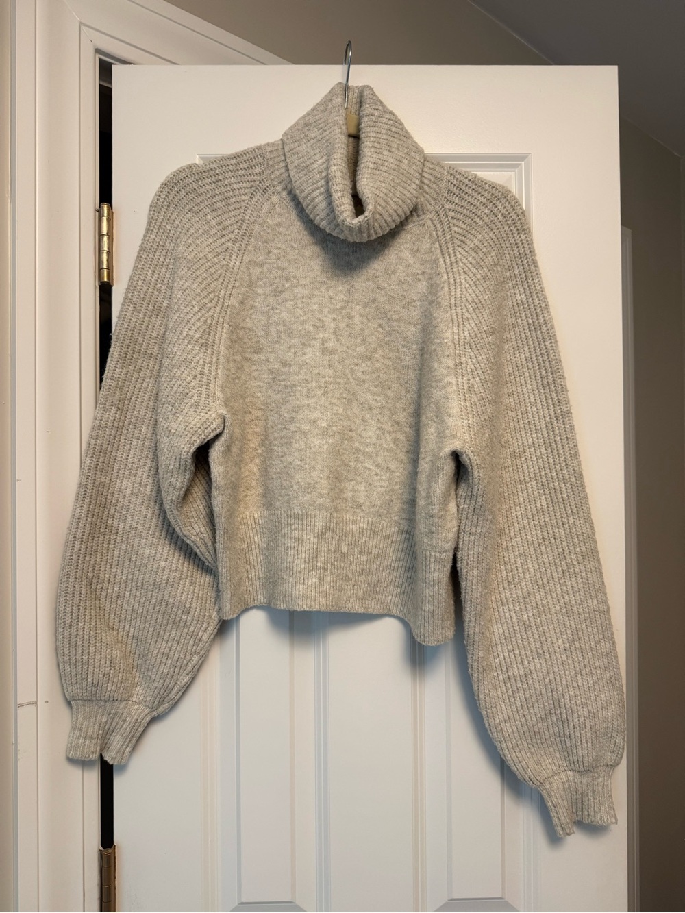 Topshop Light Gray Cropped Turtleneck Sweater